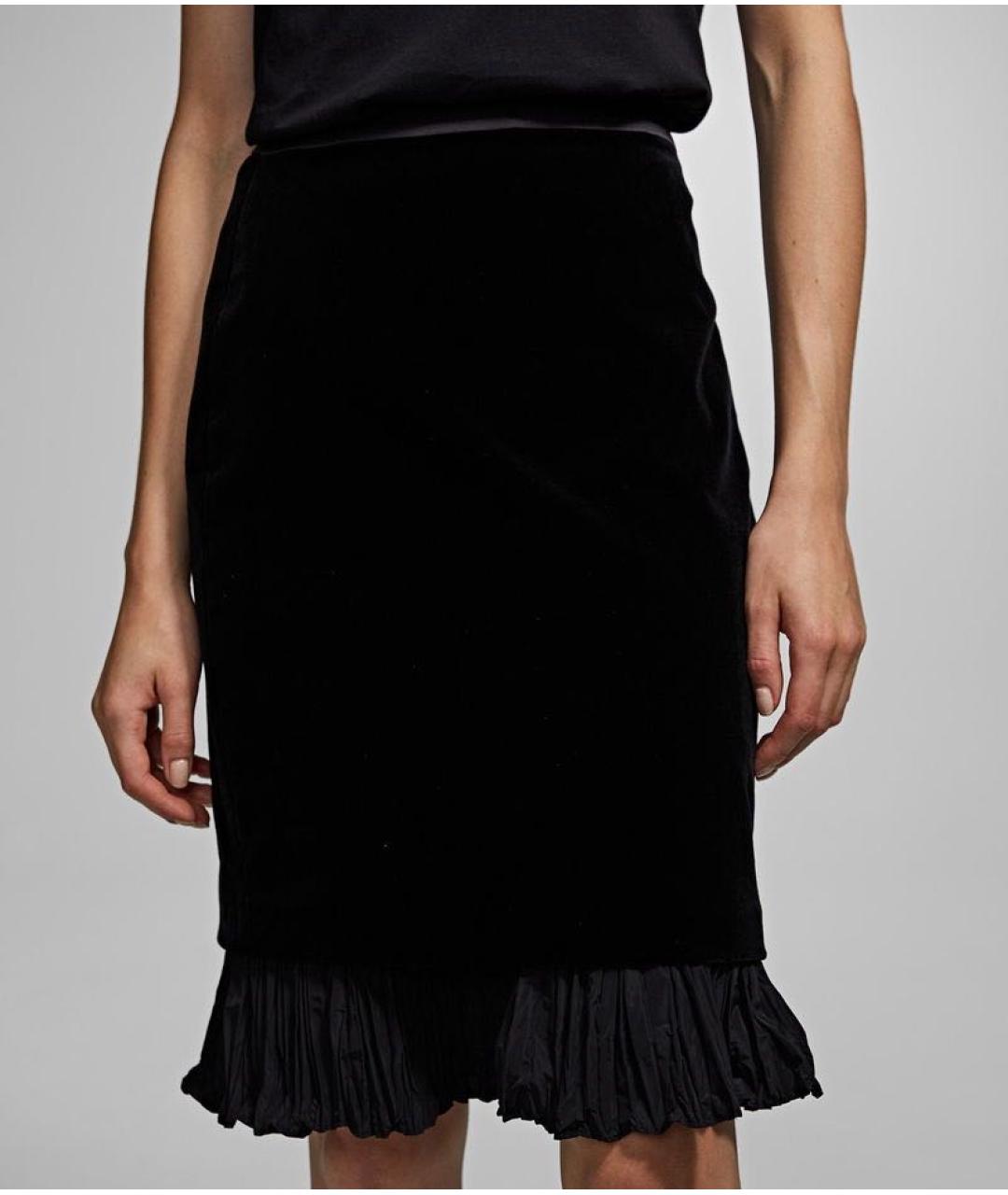 KARL LAGERFELD Черная хлопковая юбка миди, фото 2