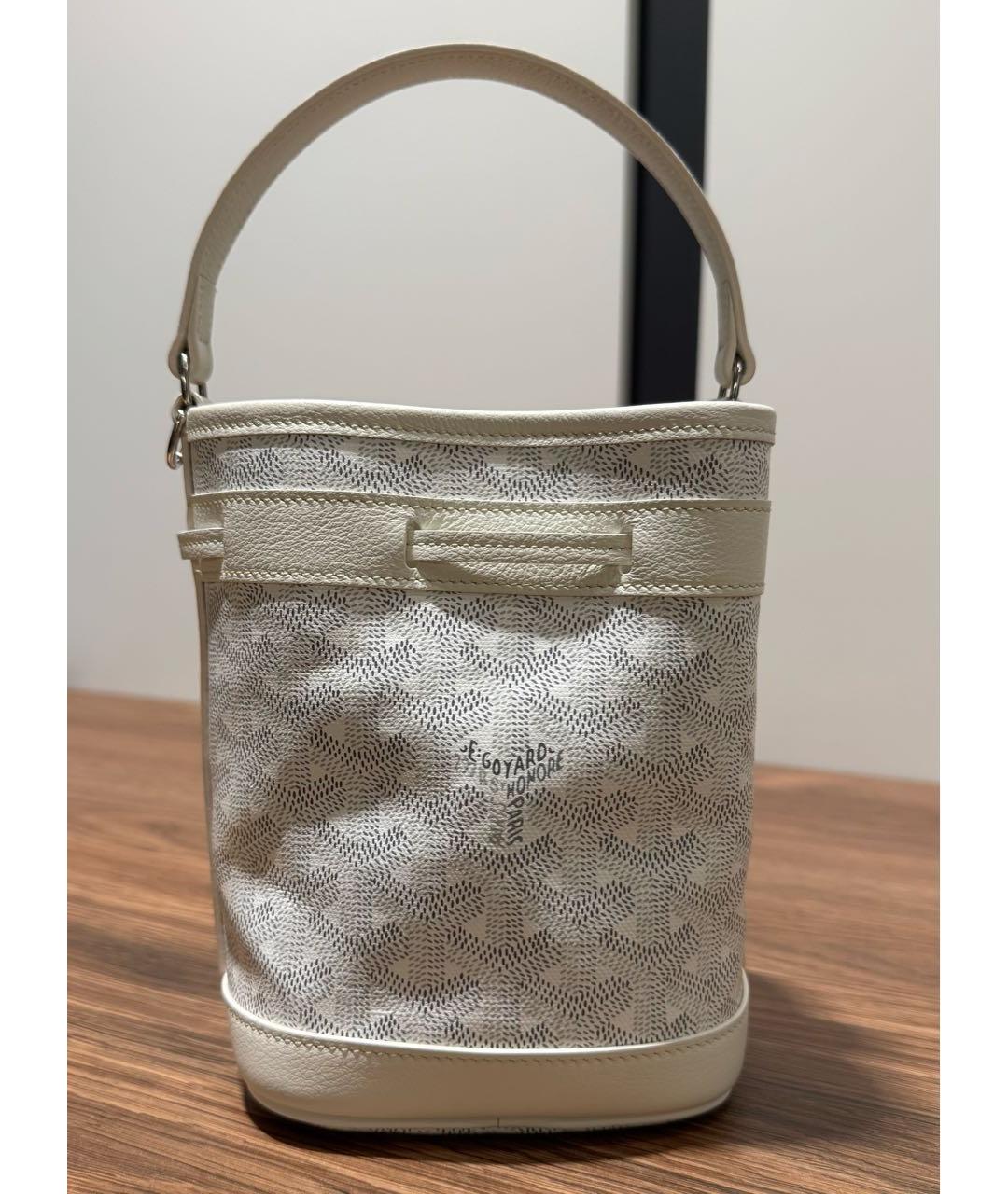 GOYARD Белая кожаная сумка с короткими ручками, фото 3