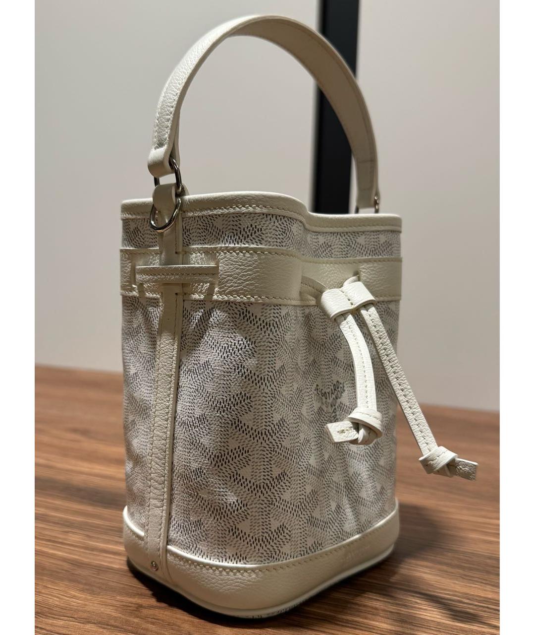 GOYARD Белая кожаная сумка с короткими ручками, фото 2