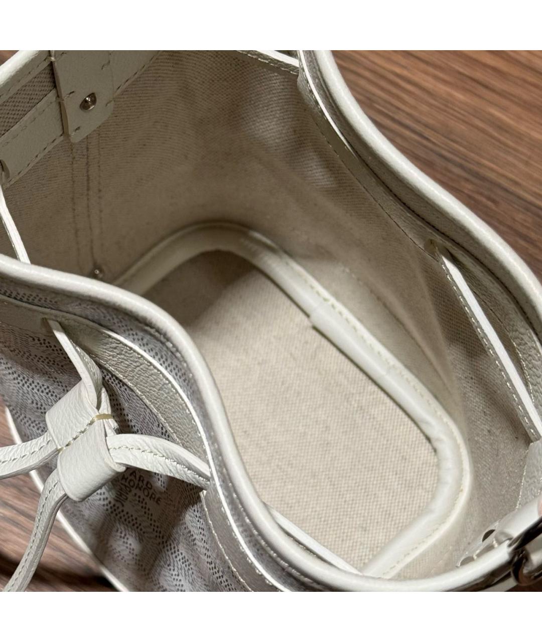 GOYARD Белая кожаная сумка с короткими ручками, фото 8