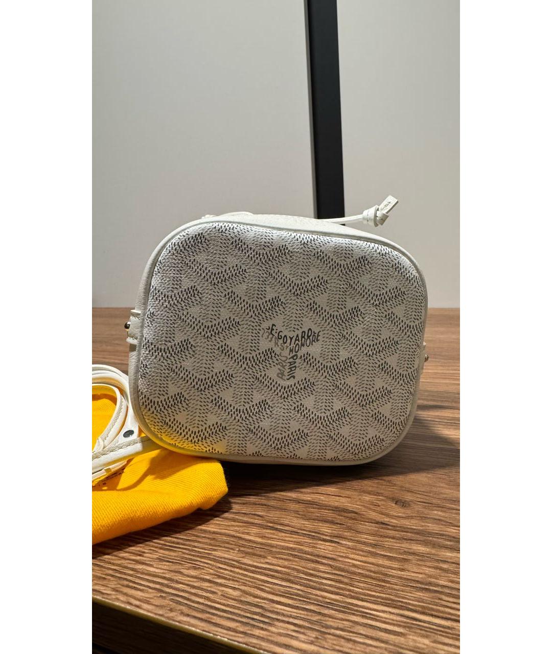 GOYARD Белая кожаная сумка с короткими ручками, фото 5