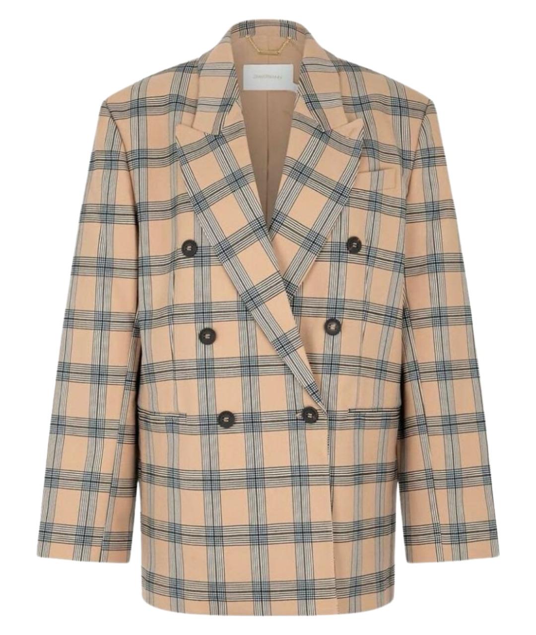 ZIMMERMANN Бежевый шерстяной жакет/пиджак, фото 1