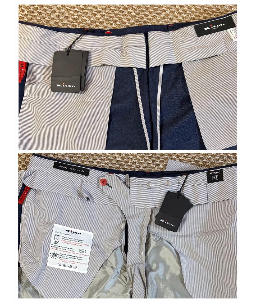 KITON Темно-синие повседневные брюки, фото 7