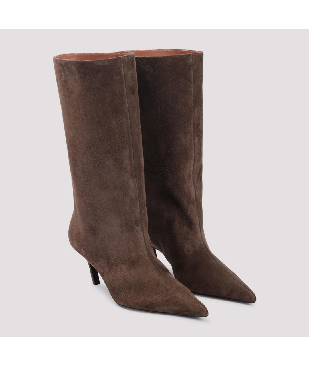 Amina Muaddi Коричневые замшевые сапоги, фото 3
