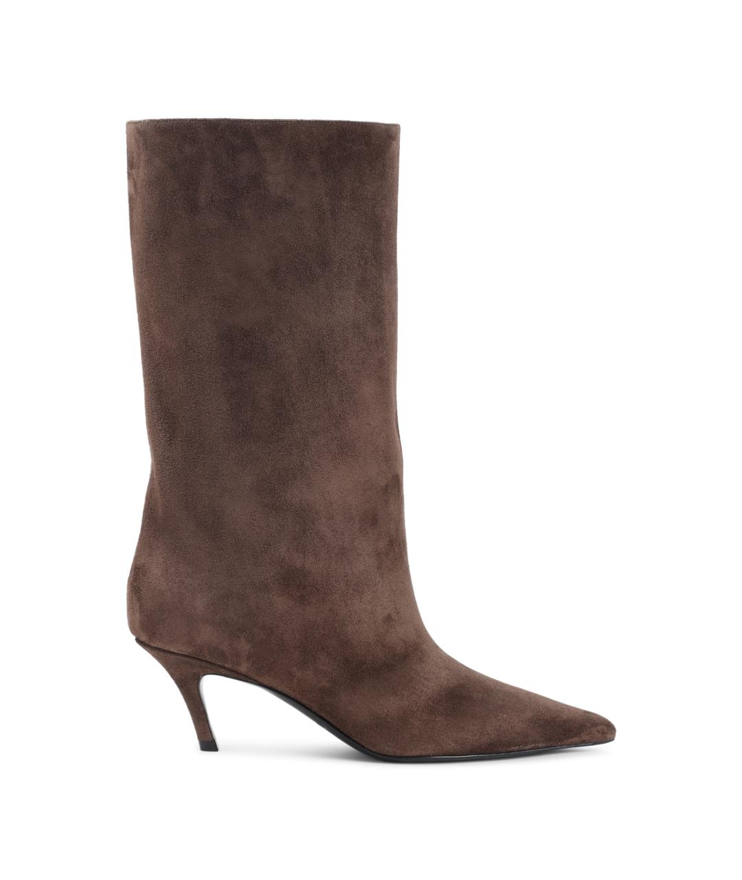 Amina Muaddi Коричневые замшевые сапоги, фото 1