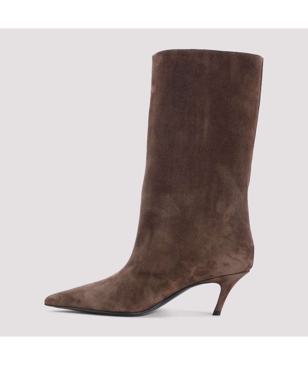 Amina Muaddi Коричневые замшевые сапоги, фото 2