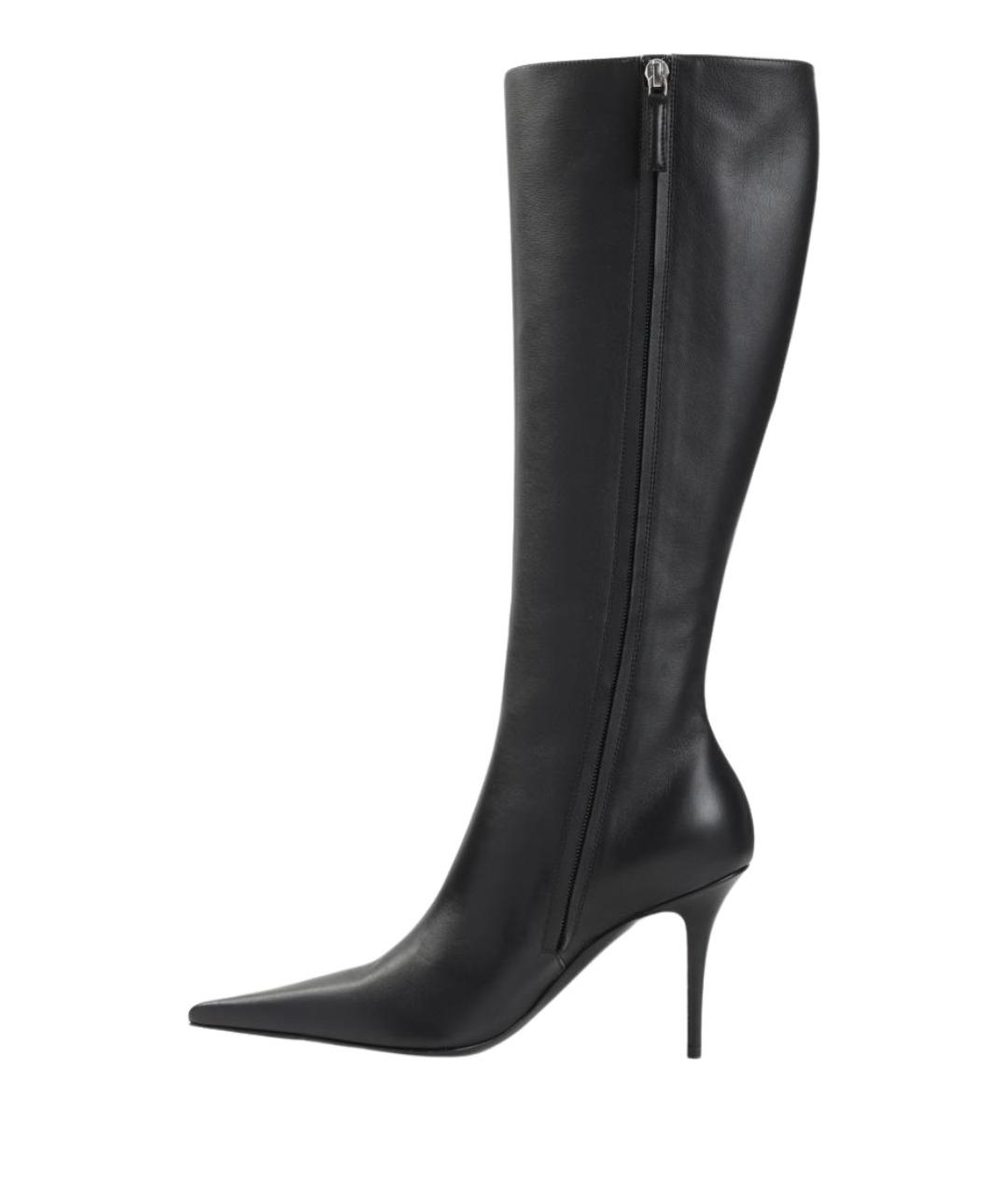 Amina Muaddi Черные кожаные сапоги, фото 2