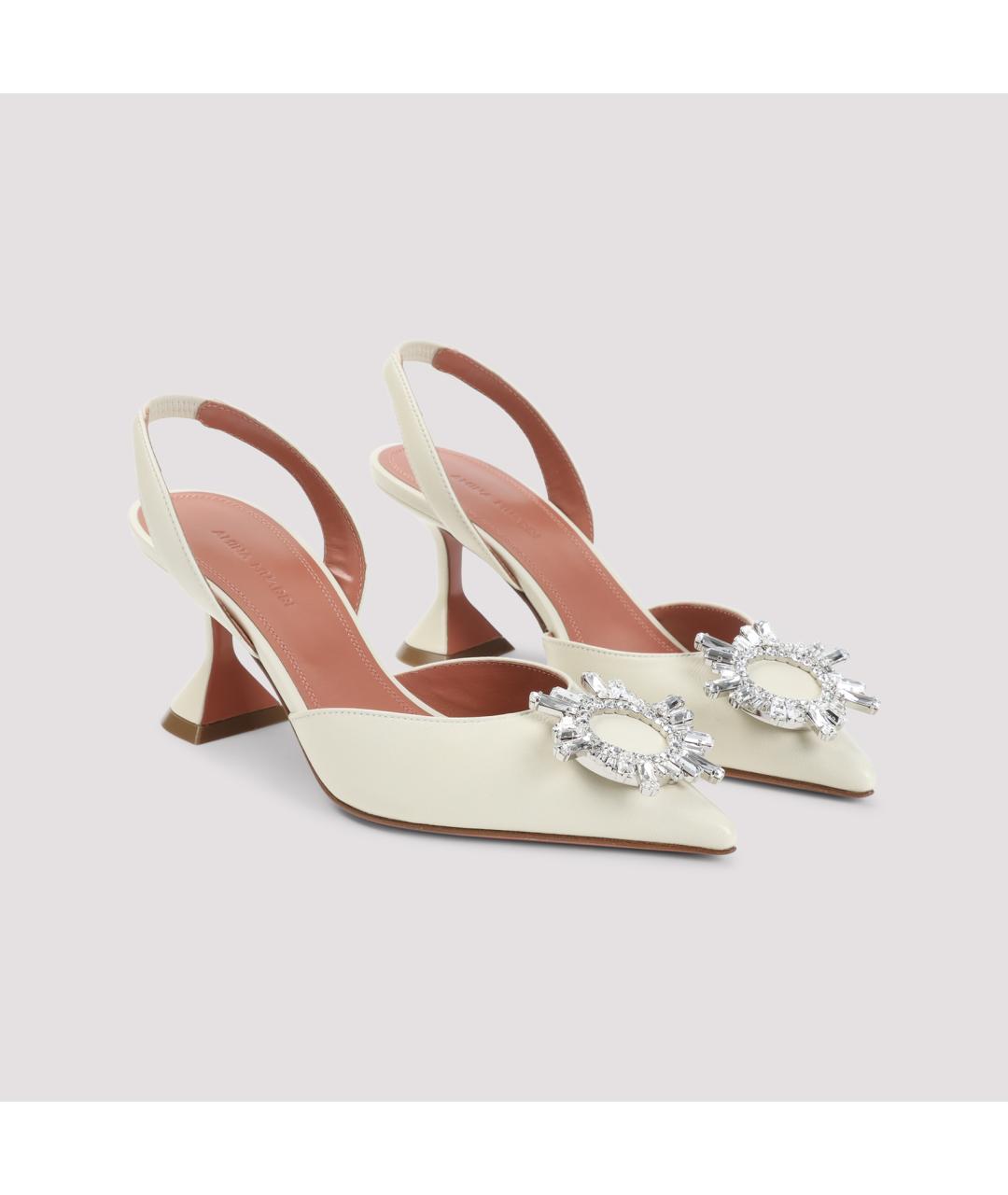 Amina Muaddi Бежевые кожаные туфли, фото 5