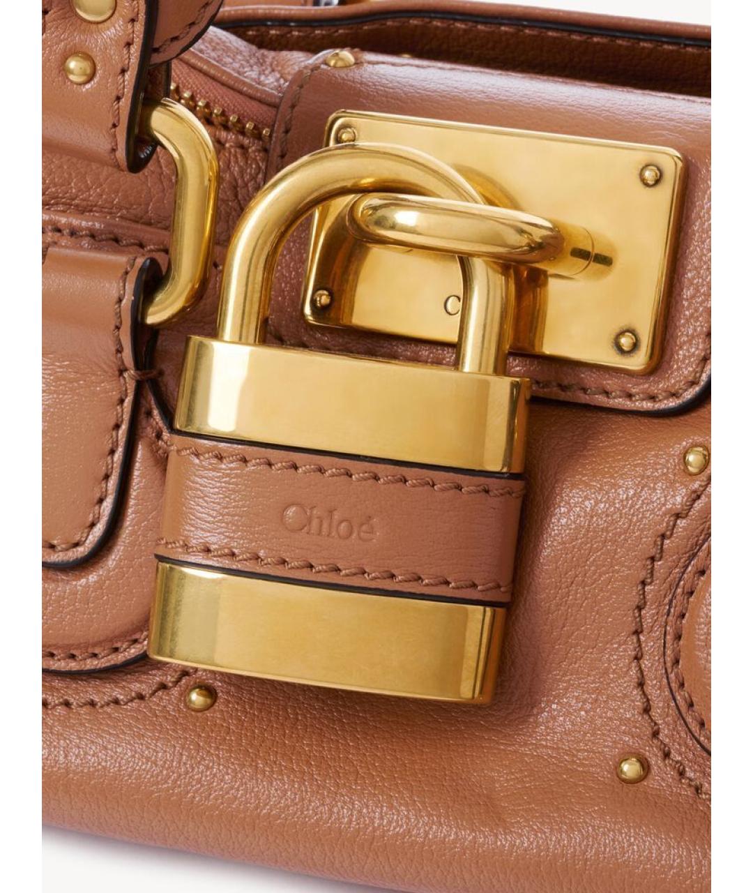 CHLOE Коричневая кожаная сумка с короткими ручками, фото 5