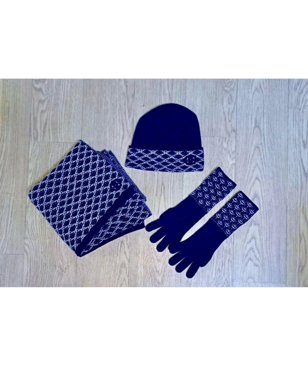 CHANEL Темно-синяя кашемировая шапка, фото 4