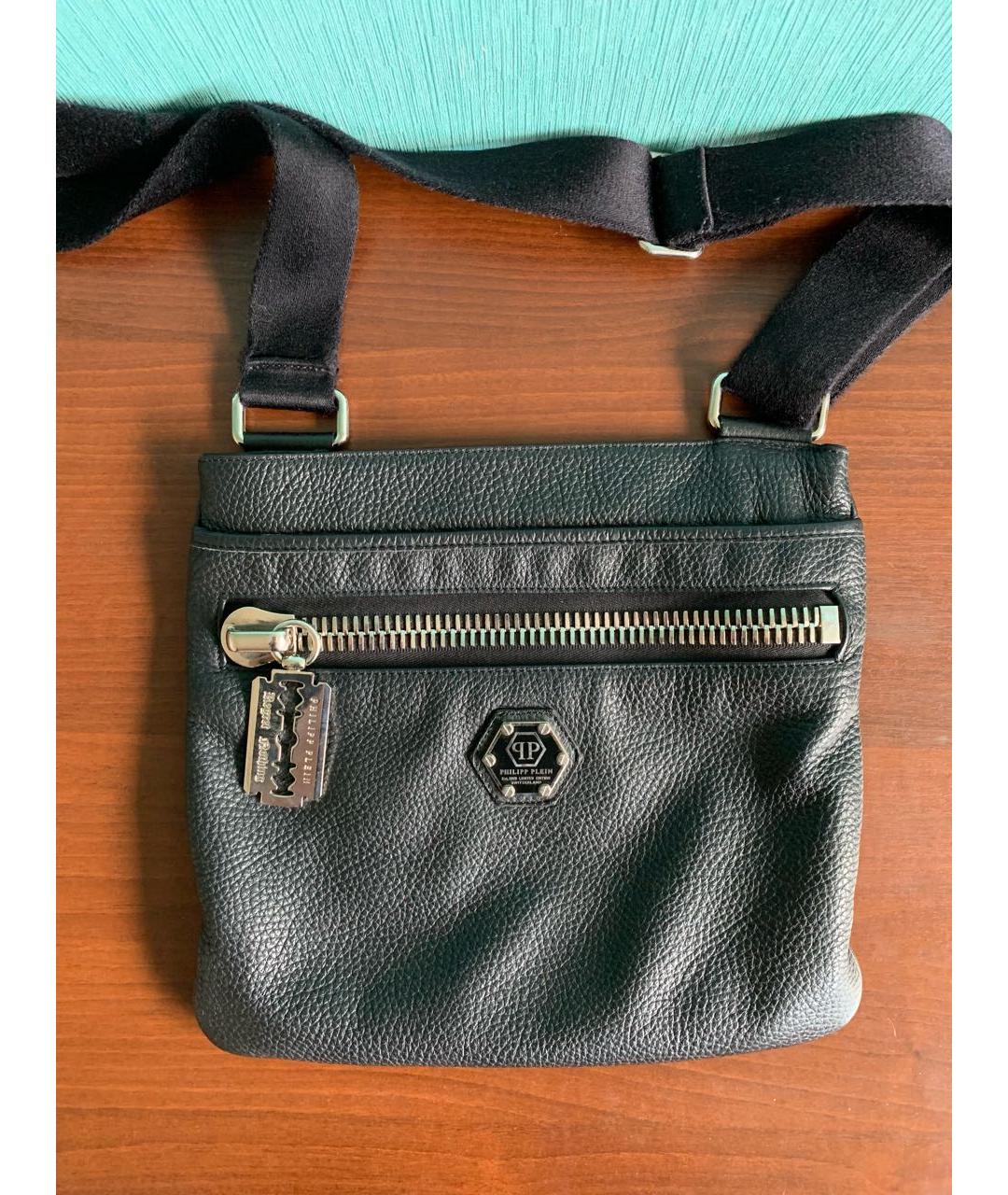 PHILIPP PLEIN Черная кожаная сумка на плечо, фото 7
