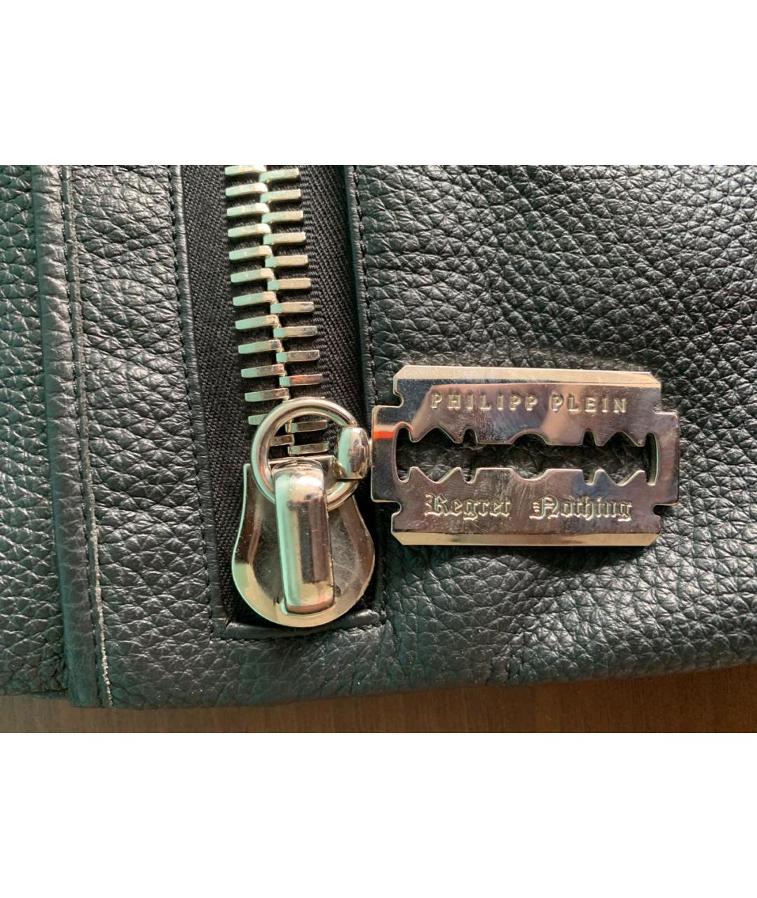 PHILIPP PLEIN Черная кожаная сумка на плечо, фото 5