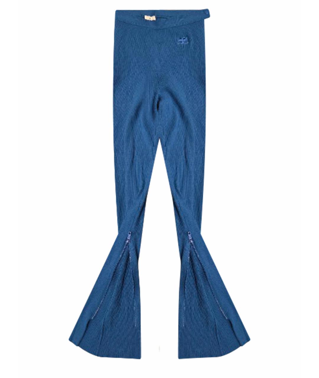 COURREGES Синие вискозные прямые брюки, фото 1