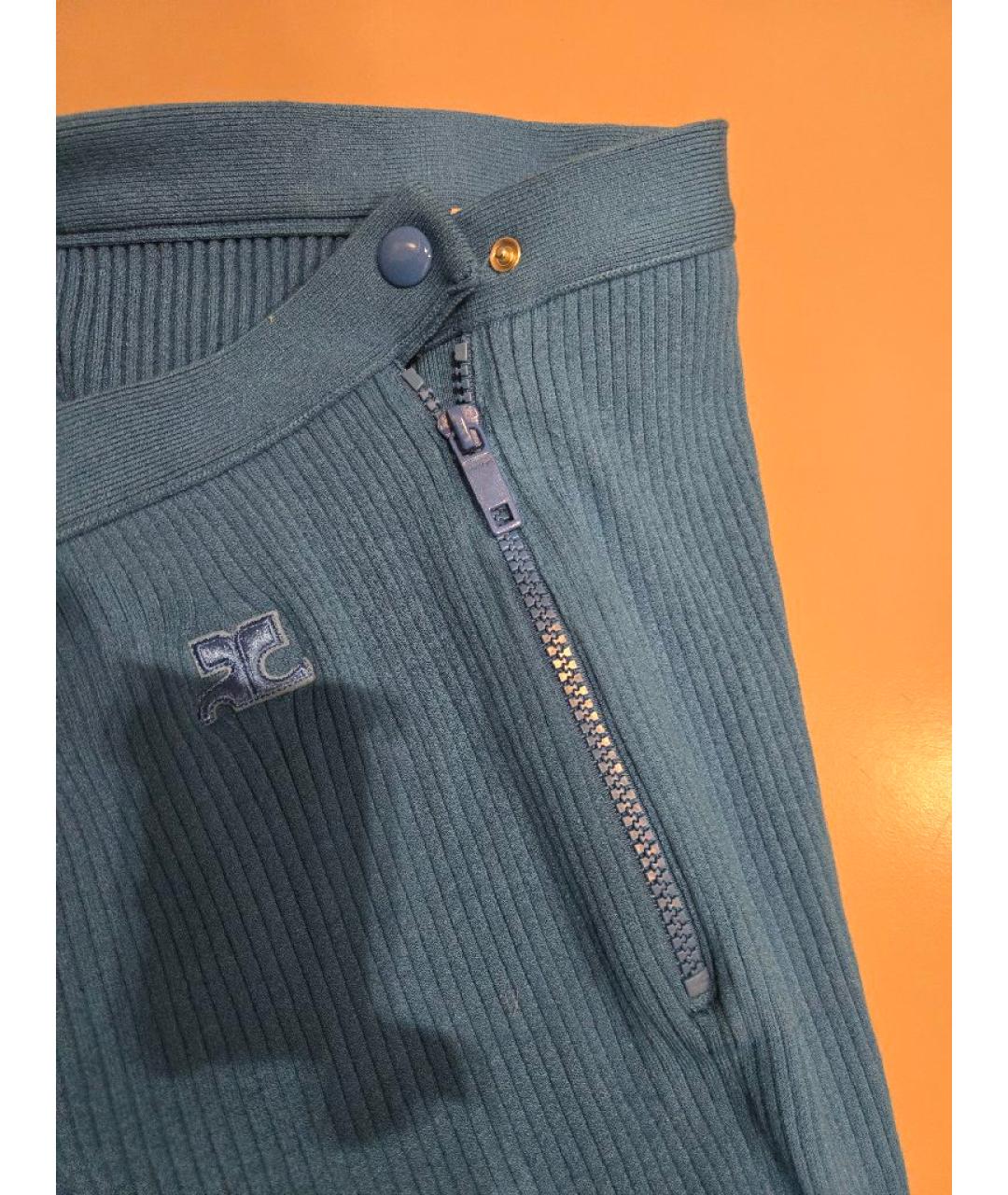 COURREGES Синие вискозные прямые брюки, фото 4