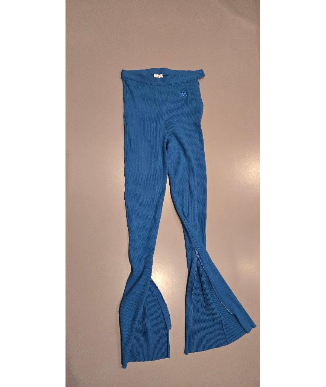 COURREGES Синие вискозные прямые брюки, фото 7