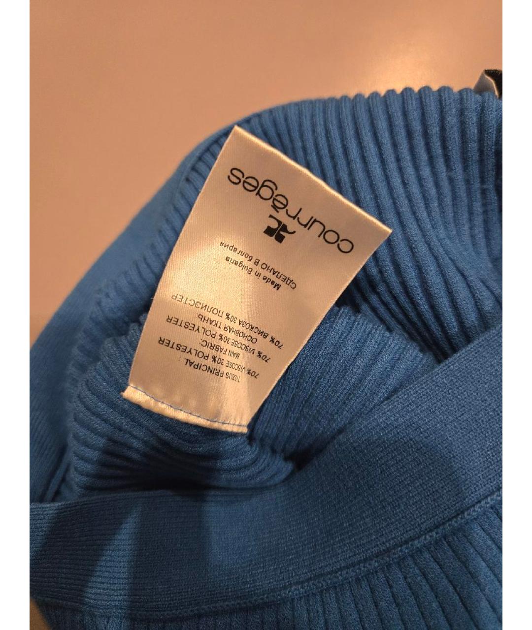 COURREGES Синие вискозные прямые брюки, фото 6