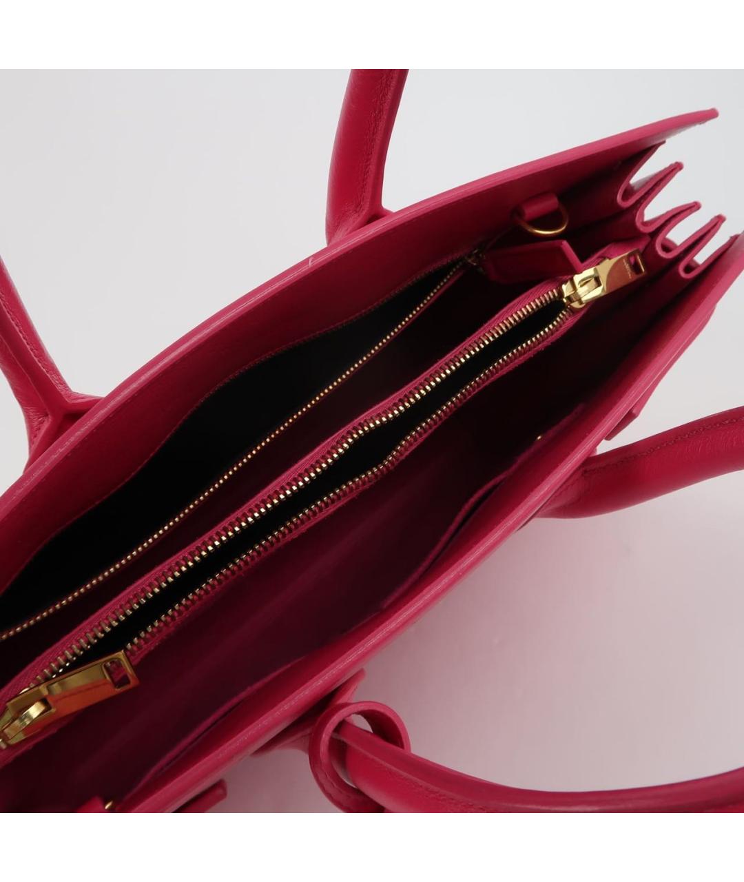 SAINT LAURENT Розовая кожаная сумка тоут, фото 6