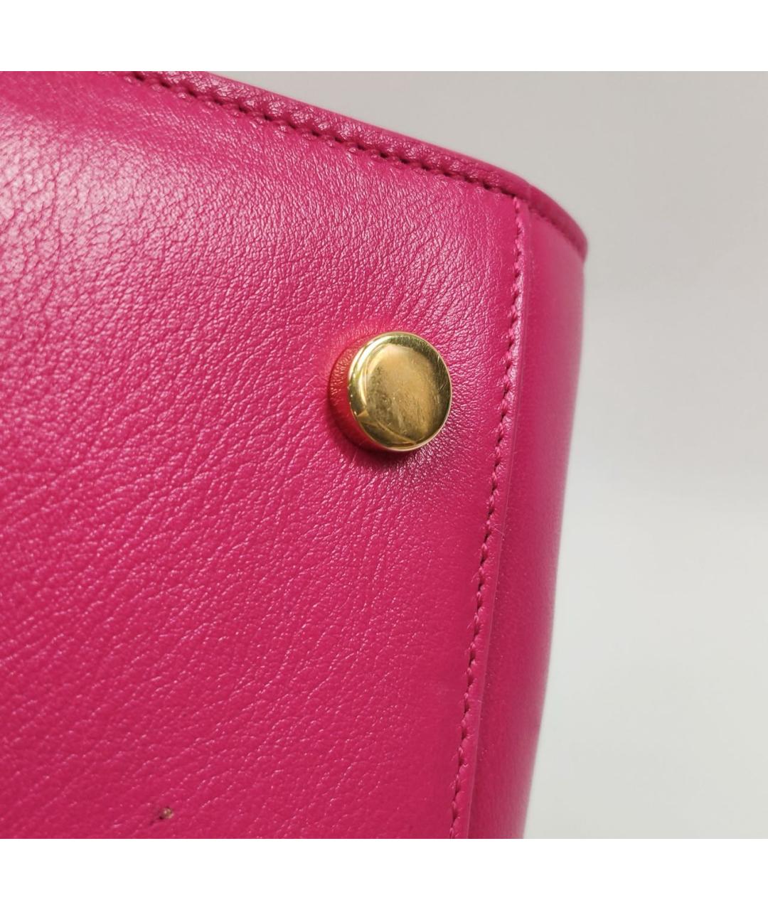 SAINT LAURENT Розовая кожаная сумка тоут, фото 7