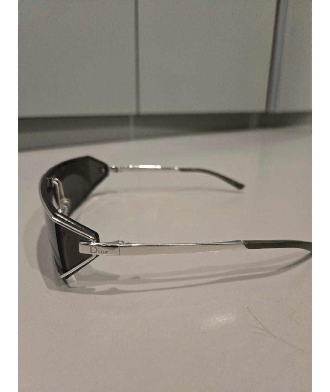 CHRISTIAN DIOR Серебряные металлические солнцезащитные очки, фото 2