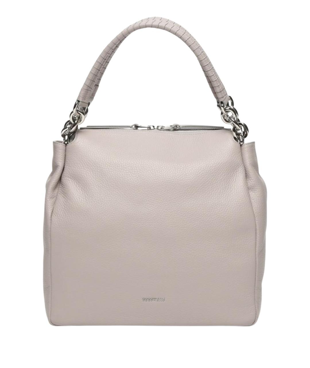 COCCINELLE Серая кожаная сумка с короткими ручками, фото 1