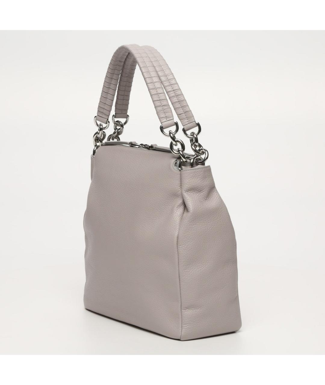 COCCINELLE Серая кожаная сумка с короткими ручками, фото 2