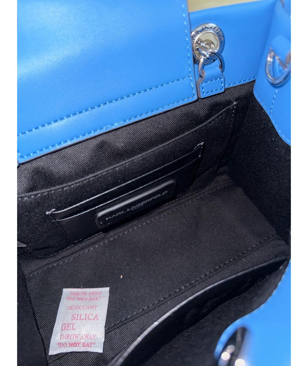 KARL LAGERFELD Синяя кожаная сумка с короткими ручками, фото 4