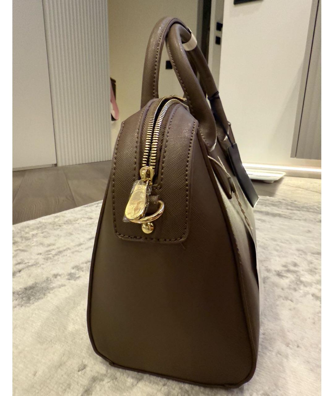 TRUSSARDI Антрацитовая кожаная сумка с короткими ручками, фото 7