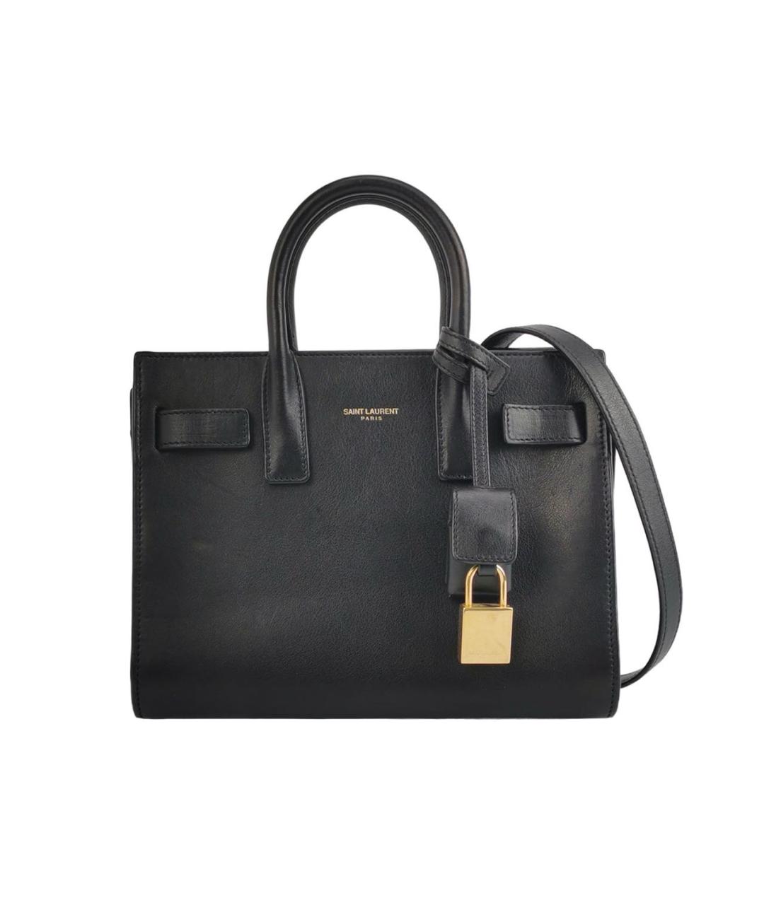 SAINT LAURENT Черная кожаная сумка тоут, фото 1
