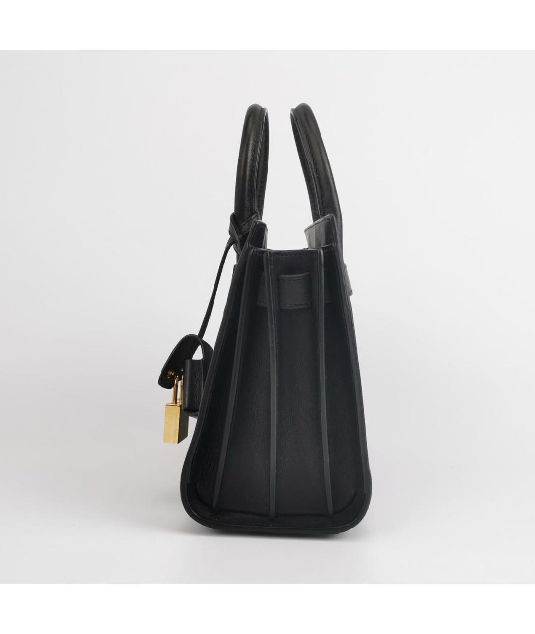 SAINT LAURENT Черная кожаная сумка тоут, фото 2