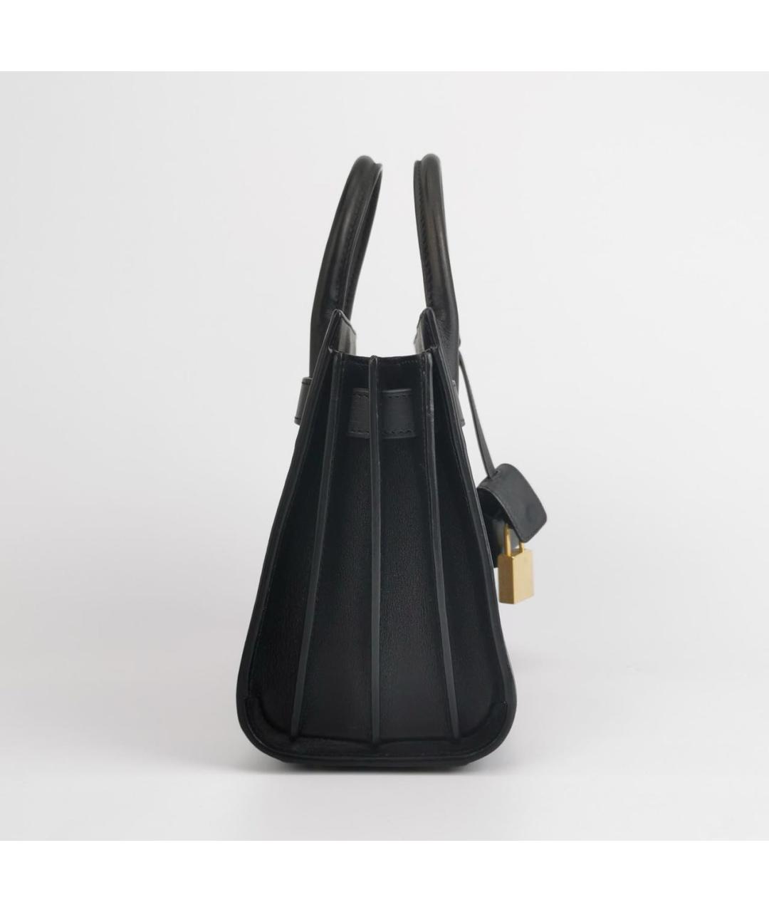 SAINT LAURENT Черная кожаная сумка тоут, фото 3