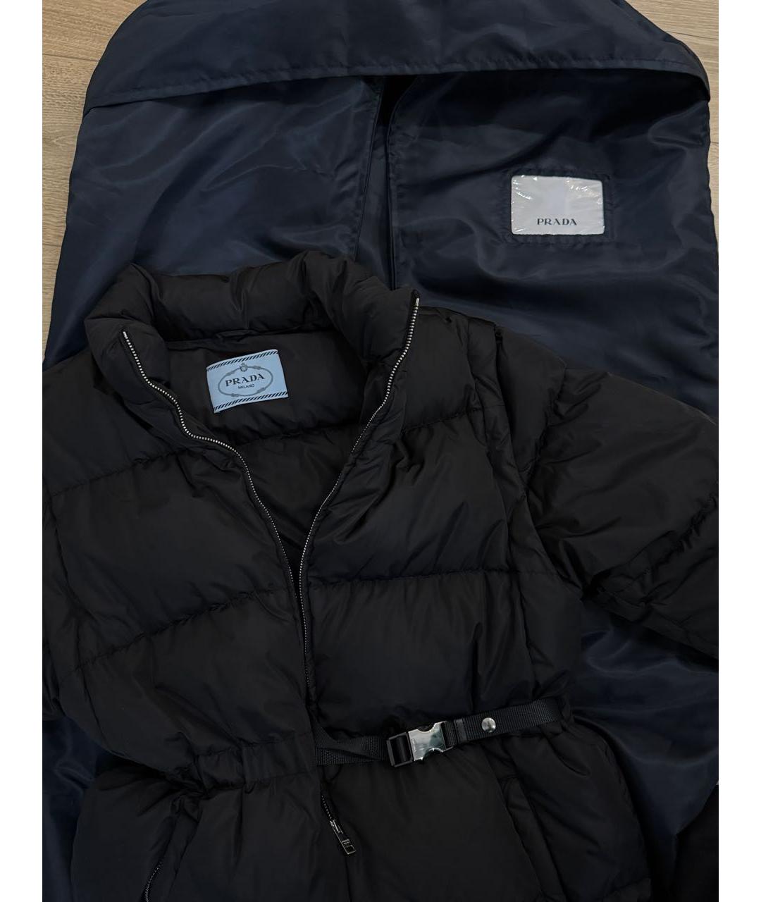 PRADA Черный полиэстеровый пуховик, фото 7