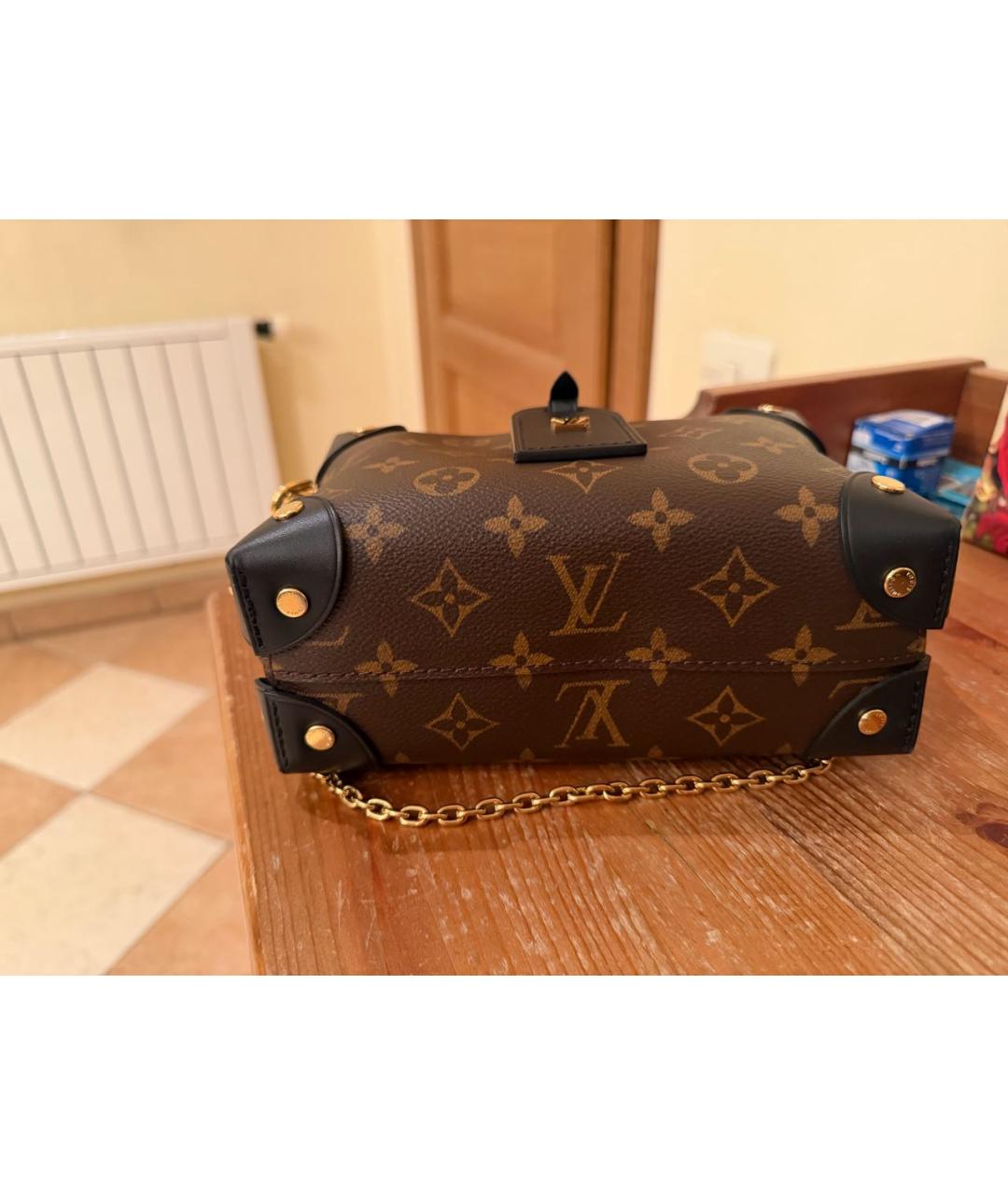 LOUIS VUITTON Коричневая кожаная сумка с короткими ручками, фото 3