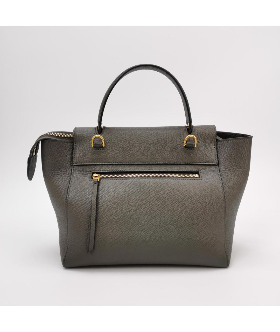 CELINE Антрацитовая кожаная сумка с короткими ручками, фото 4