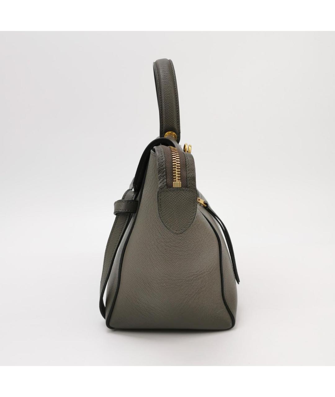 CELINE Антрацитовая кожаная сумка с короткими ручками, фото 2