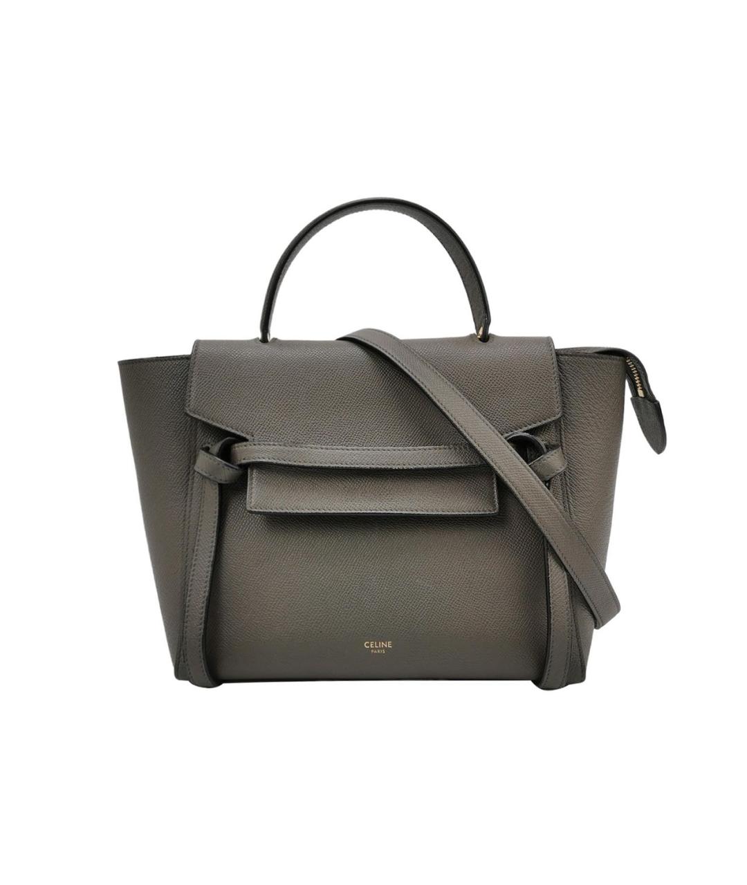 CELINE Антрацитовая кожаная сумка с короткими ручками, фото 1