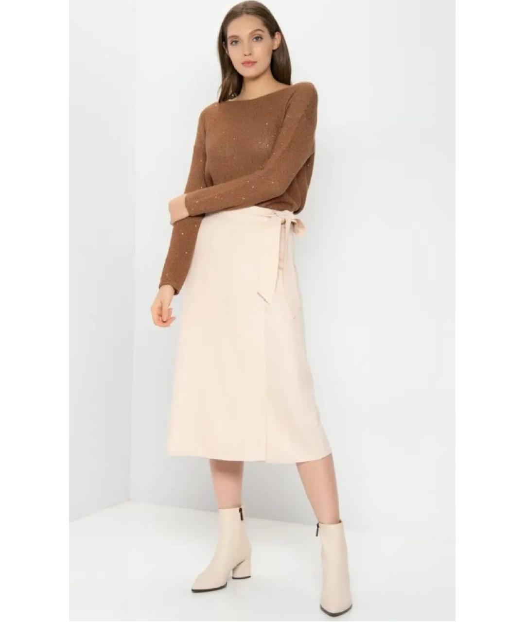 FORTE FORTE Бежевая шерстяная юбка миди, фото 2