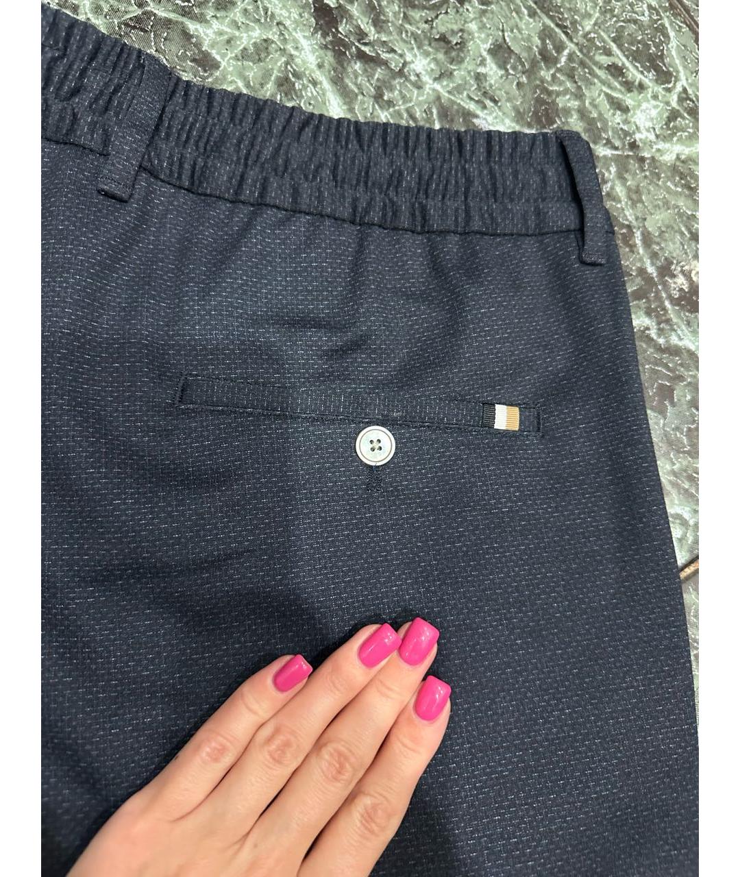 HUGO BOSS Темно-синие хлопковые повседневные брюки, фото 5