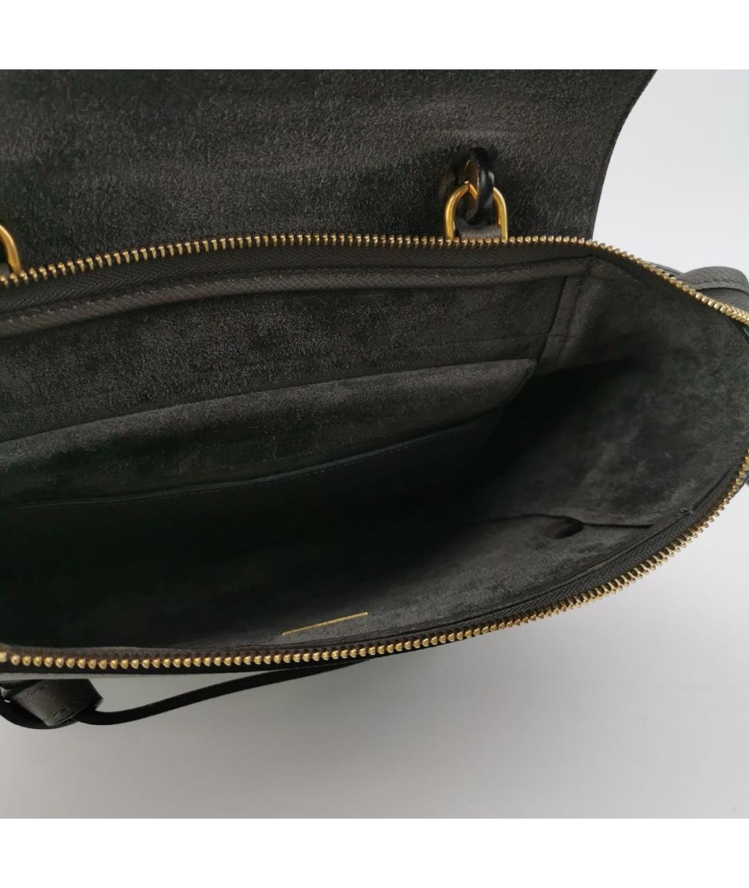 CELINE Антрацитовая кожаная сумка через плечо, фото 6