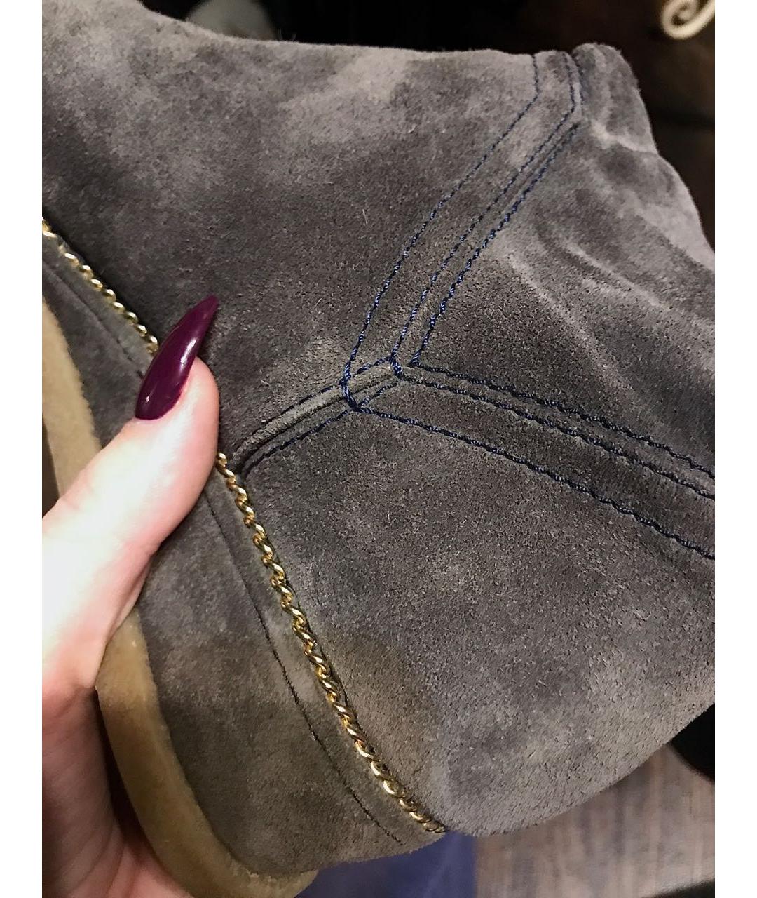 CHANEL Серые замшевые сапоги, фото 8