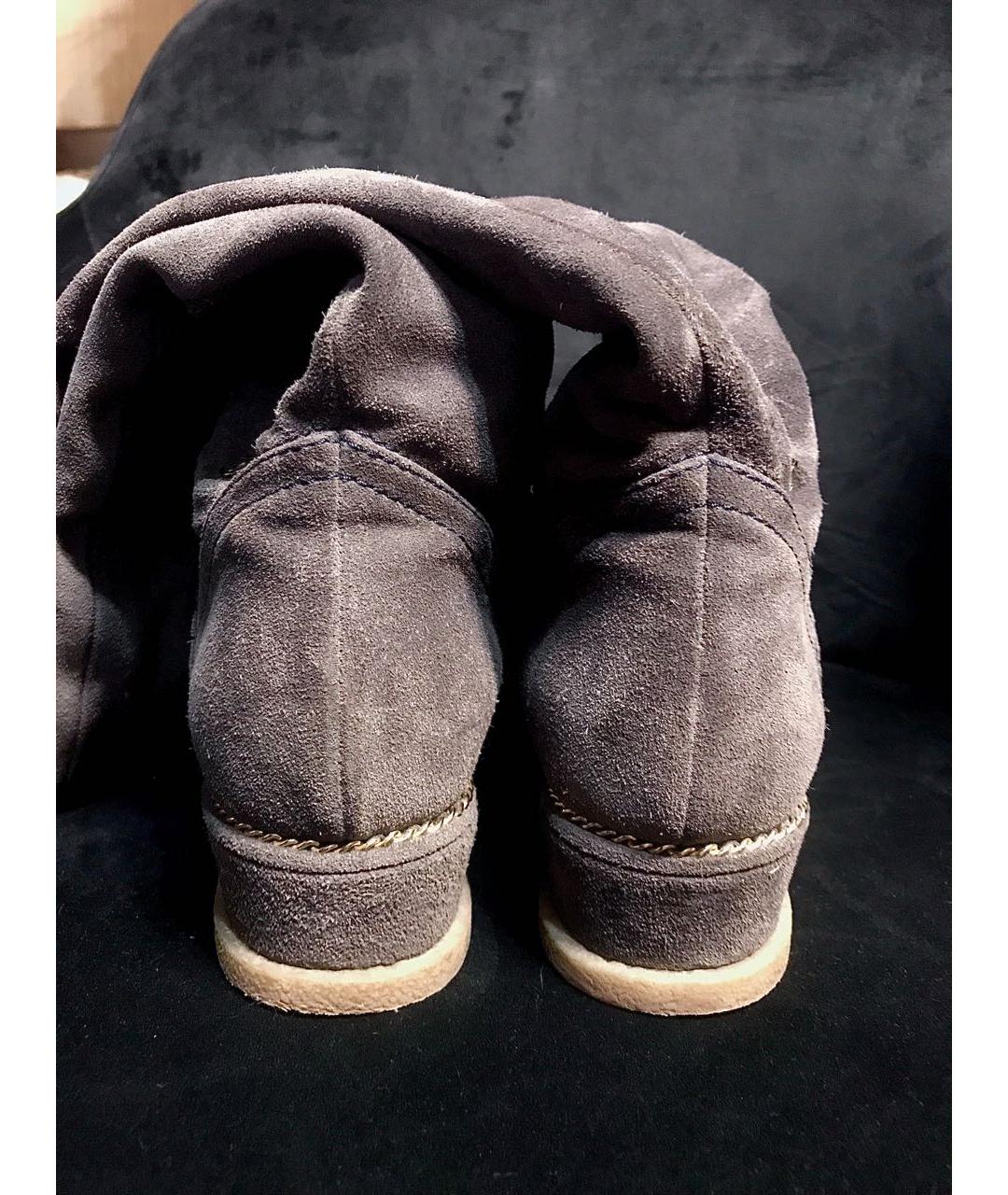 CHANEL Серые замшевые сапоги, фото 4