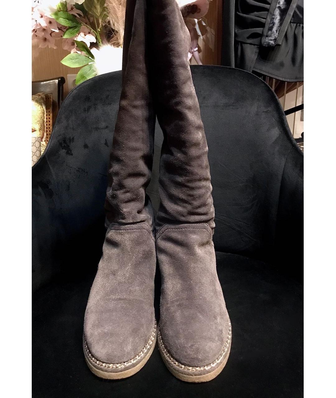 CHANEL Серые замшевые сапоги, фото 2