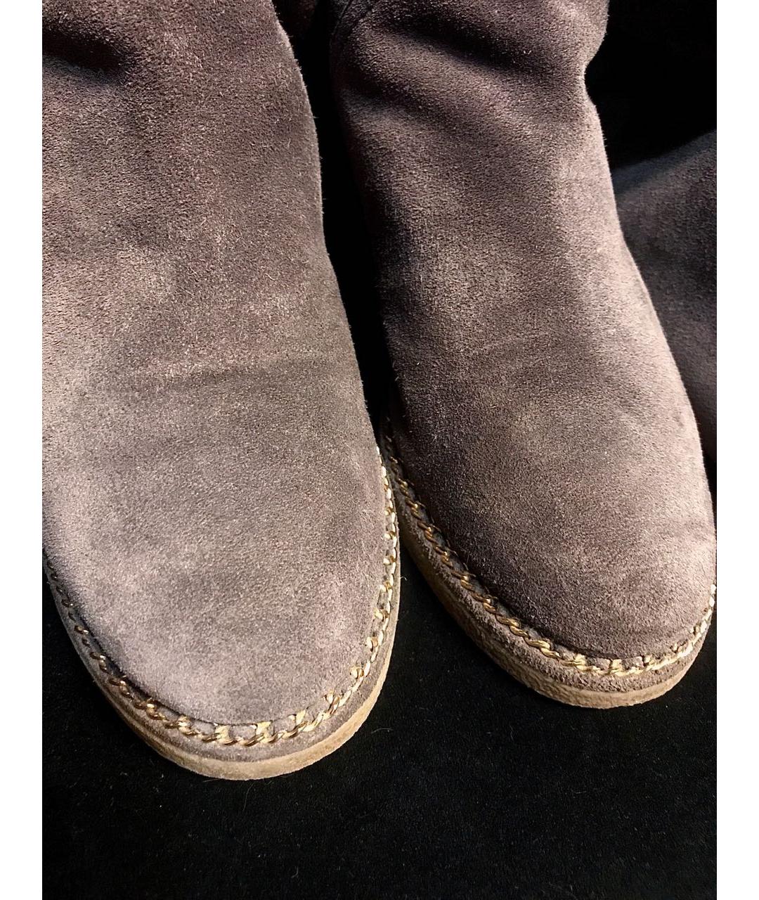 CHANEL Серые замшевые сапоги, фото 3