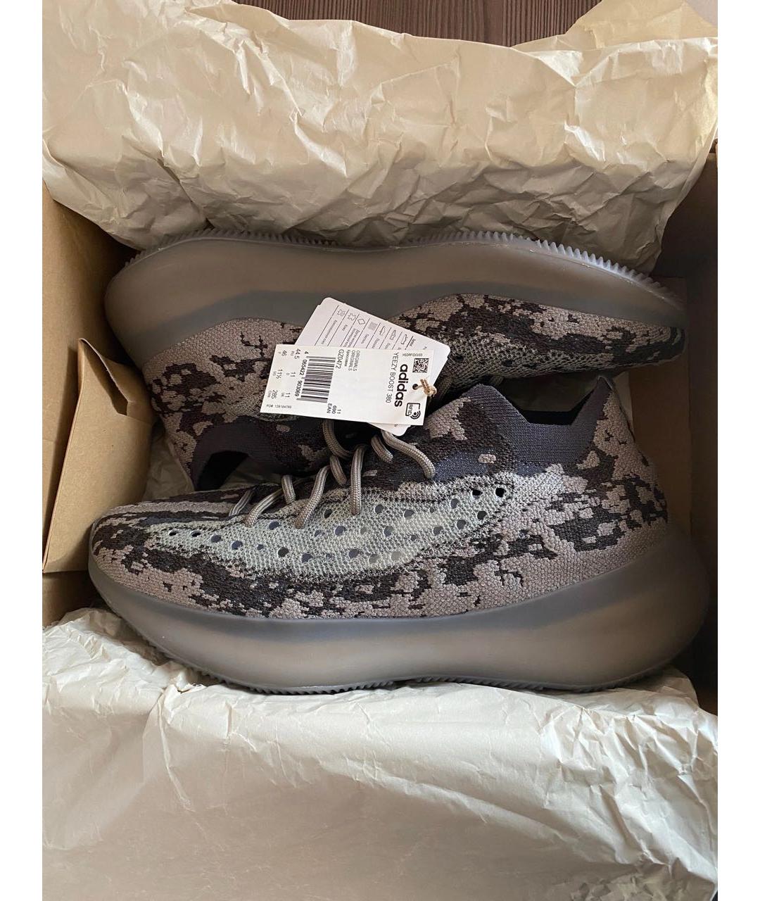 ADIDAS YEEZY Антрацитовые текстильные кроссовки, фото 2