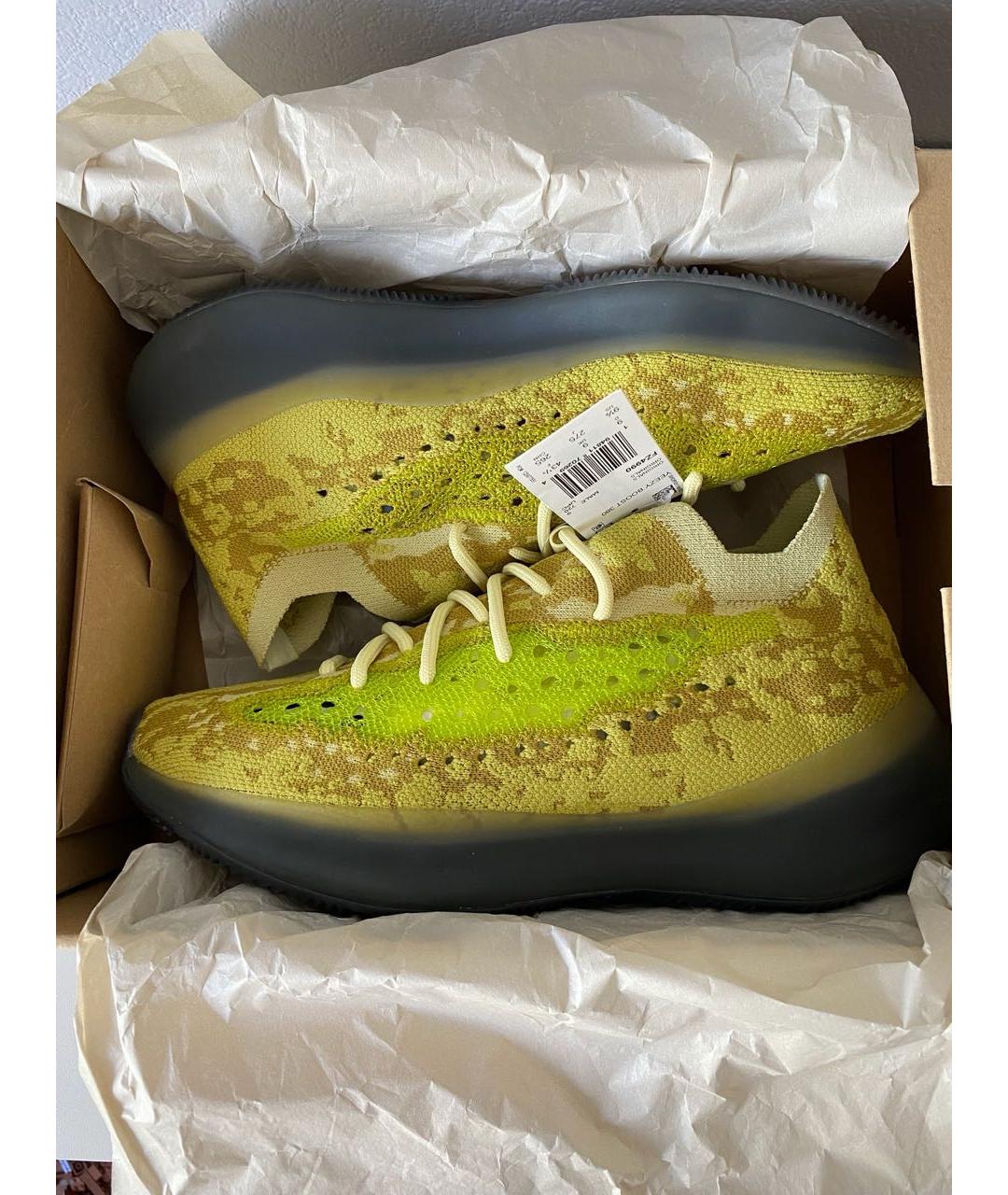 ADIDAS YEEZY Горчичные текстильные кроссовки, фото 2