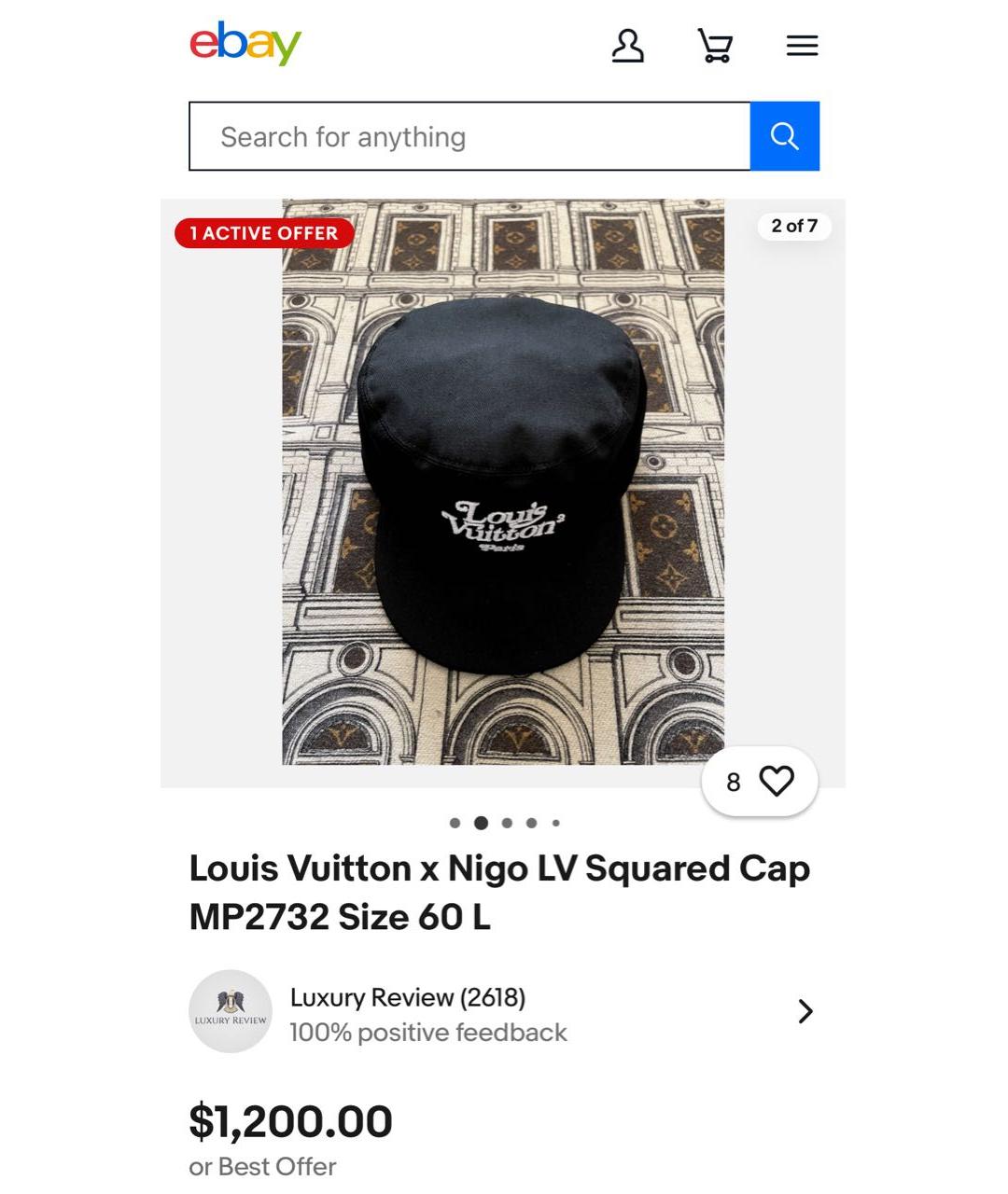 LOUIS VUITTON Черная хлопковая кепка, фото 7