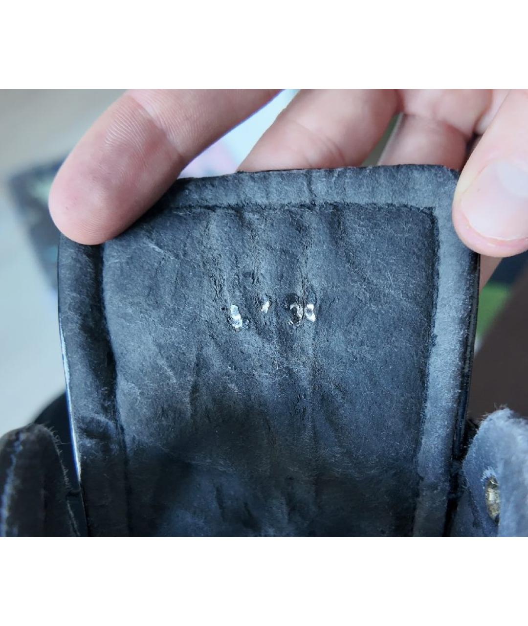 RAF SIMONS Черные кожаные высокие кроссовки / кеды, фото 7