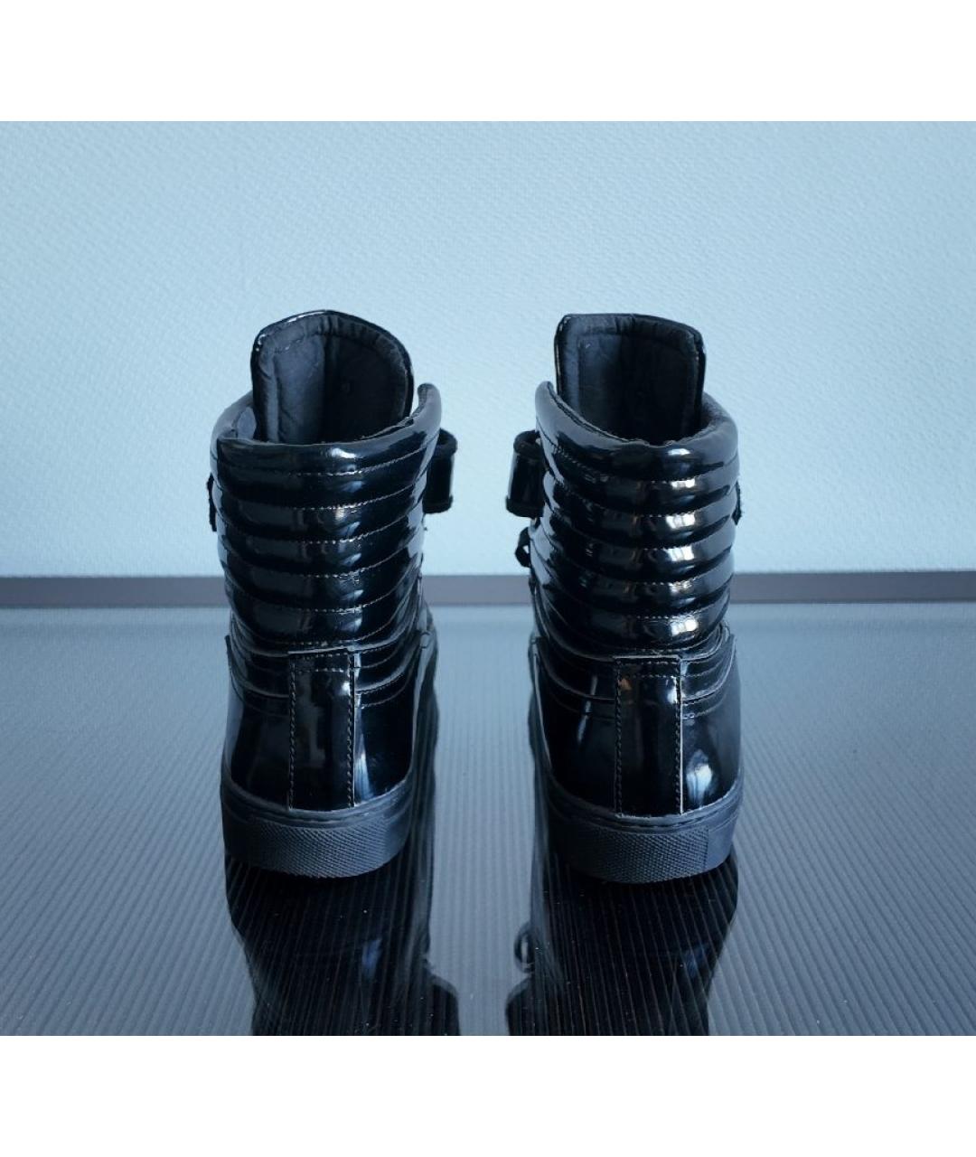 RAF SIMONS Черные кожаные высокие кроссовки / кеды, фото 4
