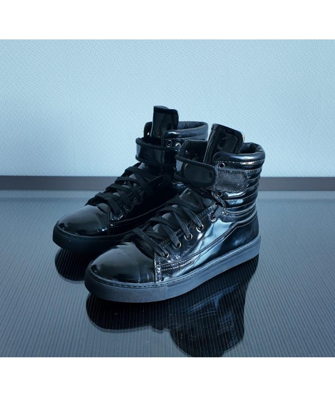 RAF SIMONS Черные кожаные высокие кроссовки / кеды, фото 5