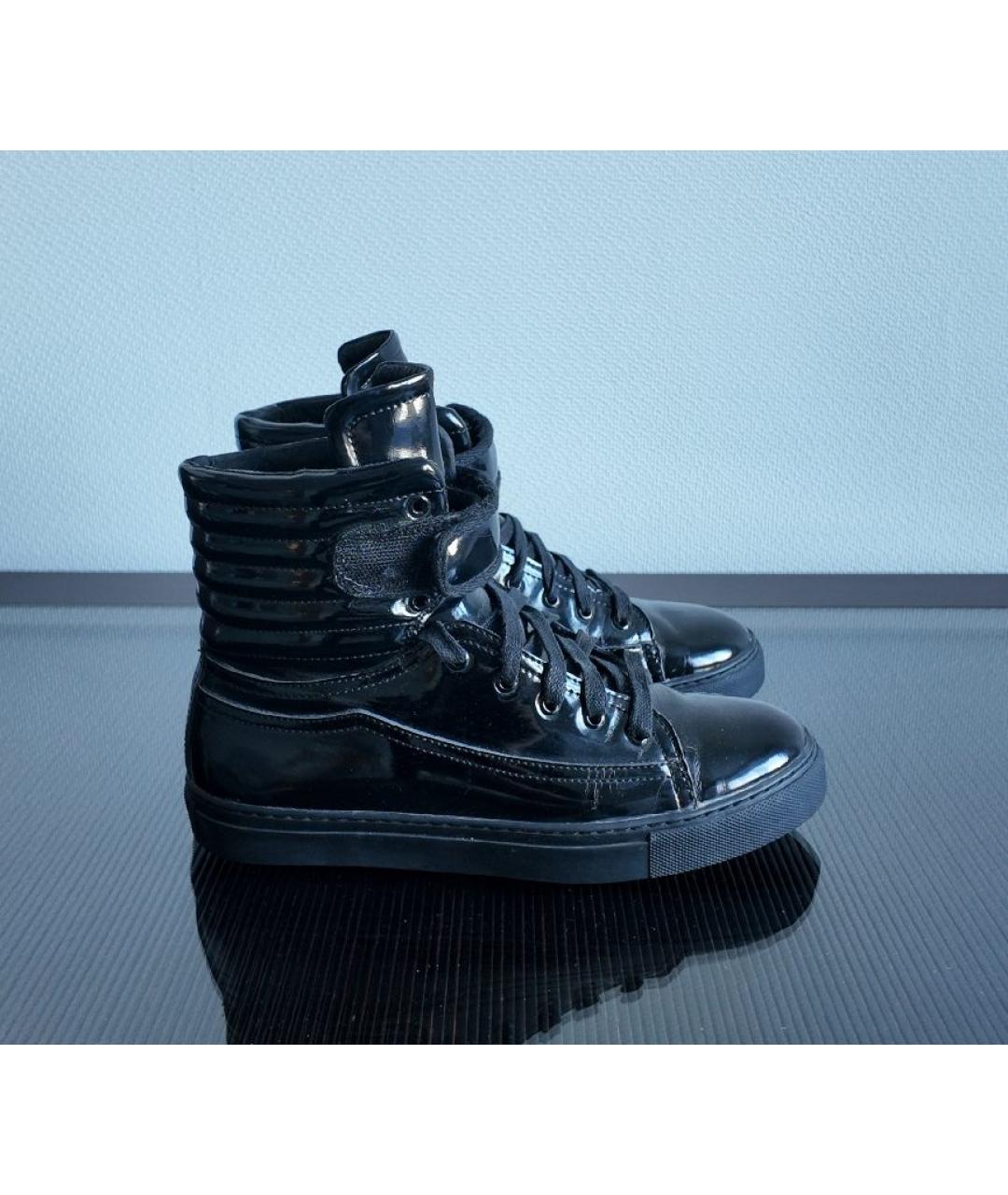 RAF SIMONS Черные кожаные высокие кроссовки / кеды, фото 9