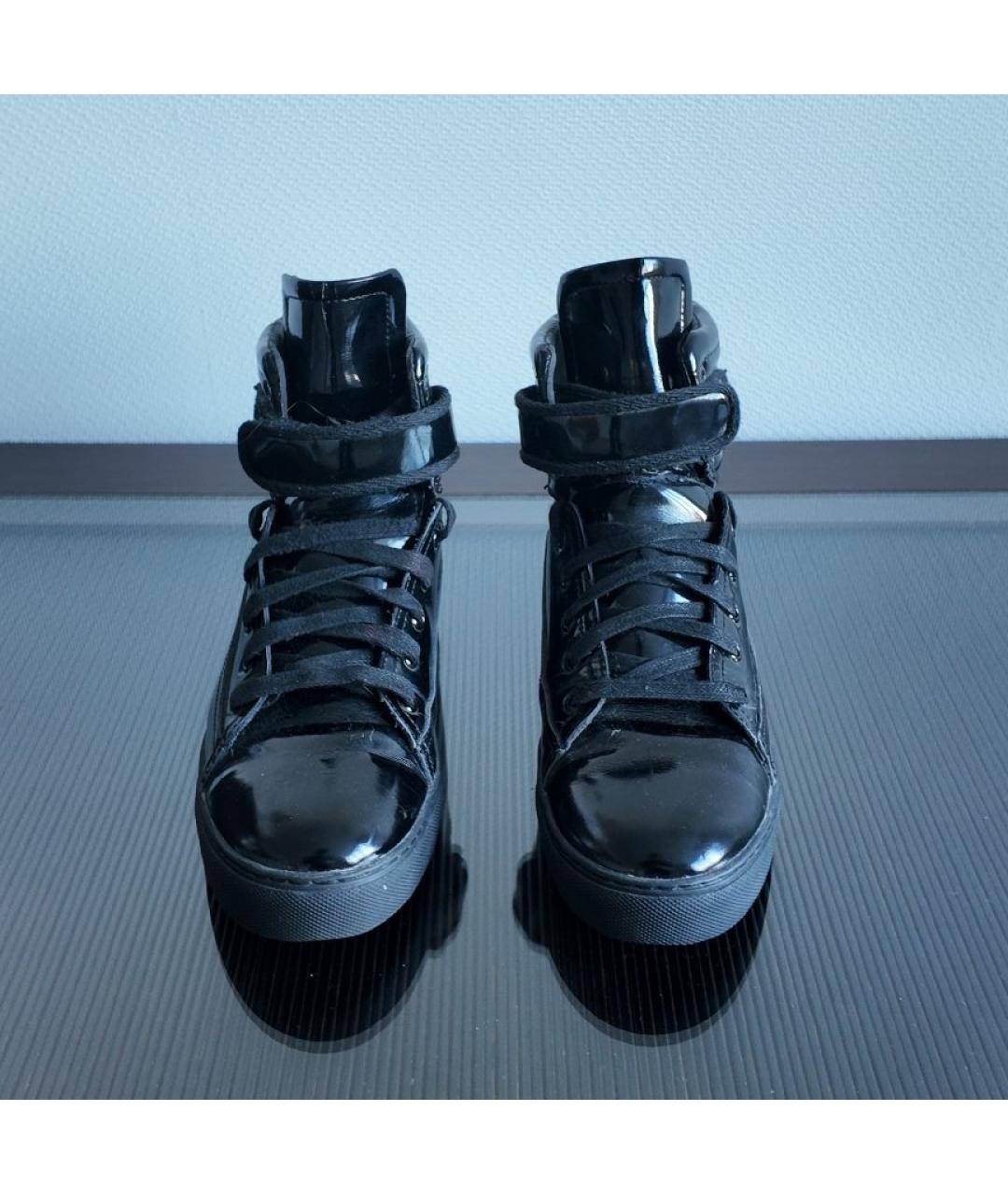 RAF SIMONS Черные кожаные высокие кроссовки / кеды, фото 2